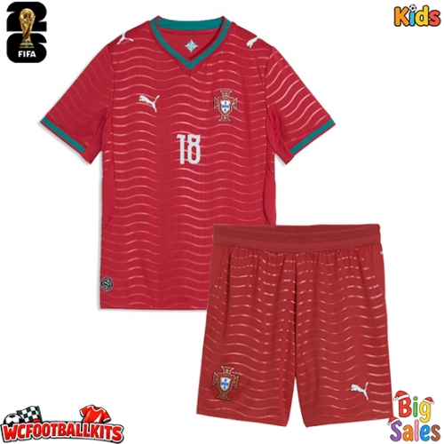 Portugal Pedro Neto #18 Replica Home Stadium Kit for Kids World Cup 2026 Short Sleeve (+ pants)
